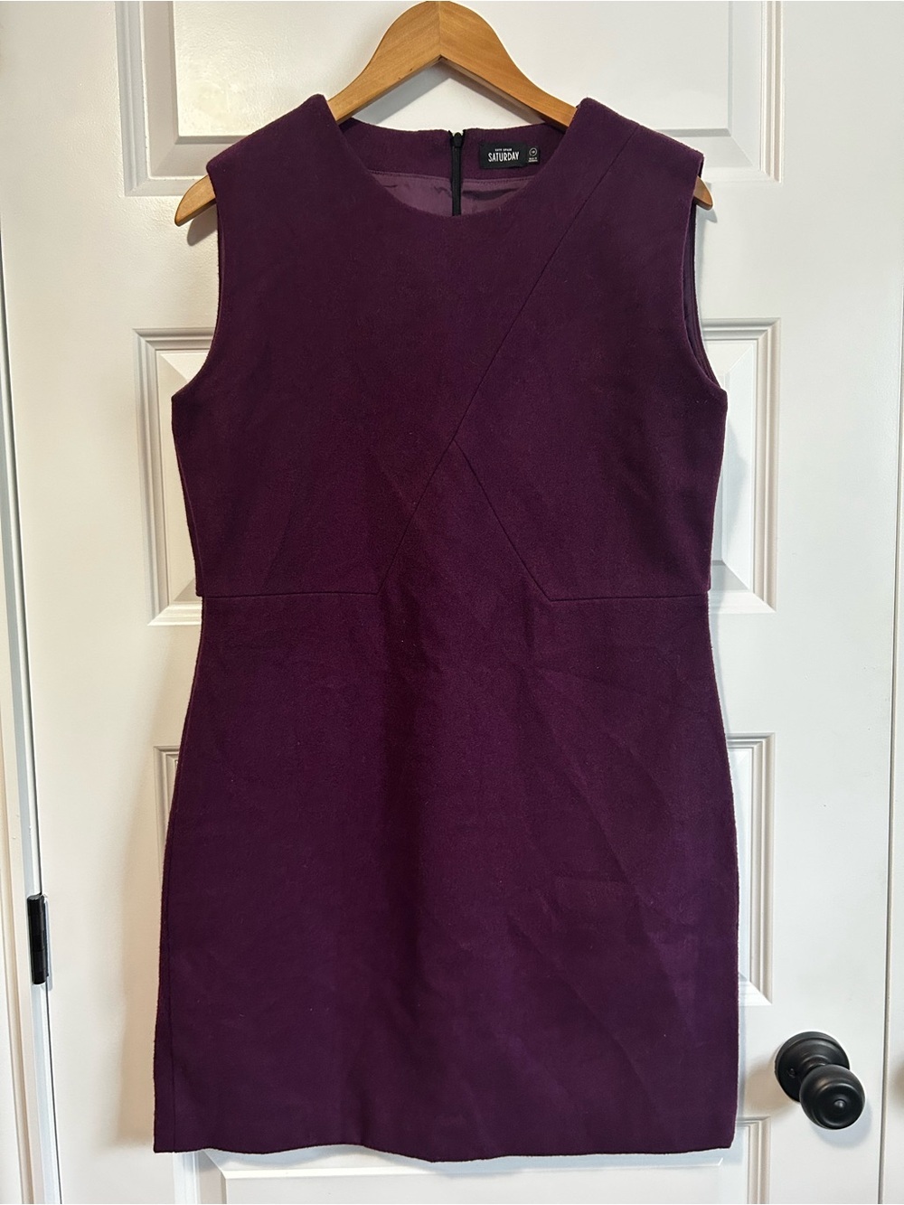 kate spade Wool Sleeveless Plum Shift Dress with Illusion Back